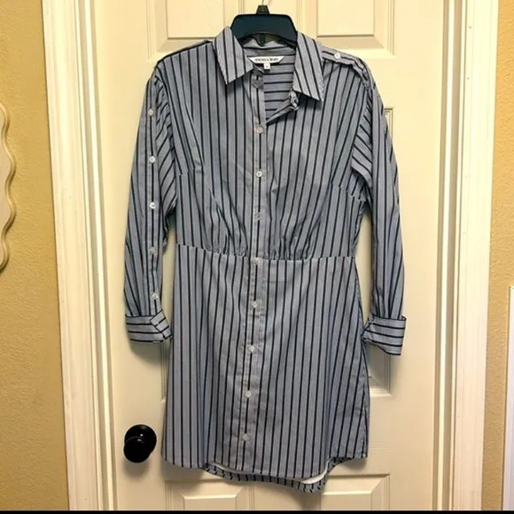 Veronica Beard Rae Striped Poplin shirt dress
