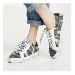 Veronica Beard Sami Camo Lace-up Sneakers Size 37 US 7
