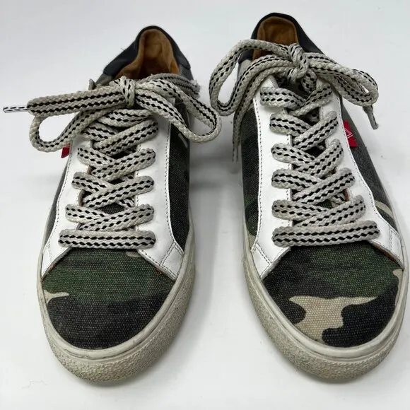 Veronica Beard Sami Camo Lace-up Sneakers Size 37 US 7