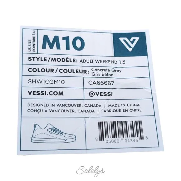 Vessi Weekend Concrete Grey White Waterproof Dyma-Tex Knit Casual Sneaker Men 10