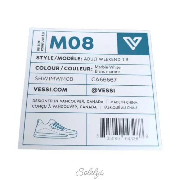 Vessi Weekend Marble White Waterproof Dyma-Tex Knit Casual Sneaker Mens 8