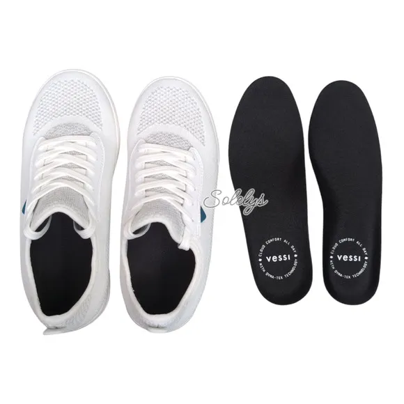 Vessi Weekend Marble White Waterproof Dyma-Tex Knit Lace Up Sneaker Womens 8