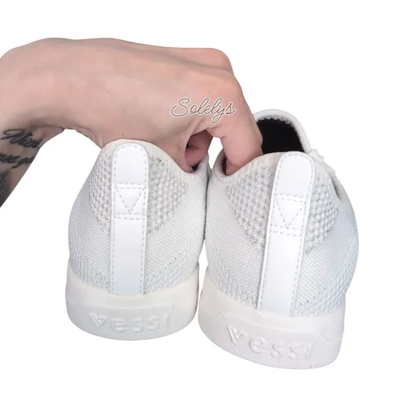 Vessi Weekend Marble White Waterproof Dyma-Tex Knit Lace Up Sneaker Womens 8