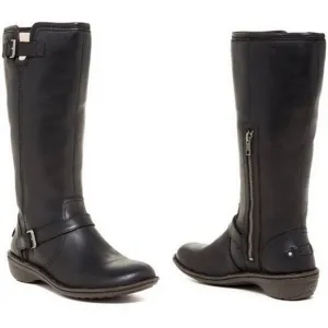 VGUC Ugg Tupelo Black Leather Riding Moto Sheepskin Boots Women 7