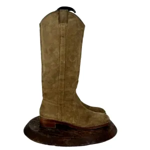 Via Spiga Boots Women's 10M Brown Taupe Leather Suede Tall Riding Low Block Heel