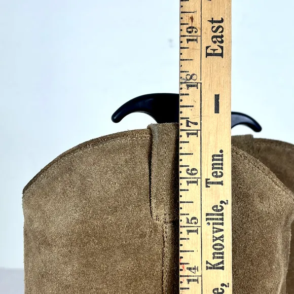 Via Spiga Boots Women's 10M Brown Taupe Leather Suede Tall Riding Low Block Heel