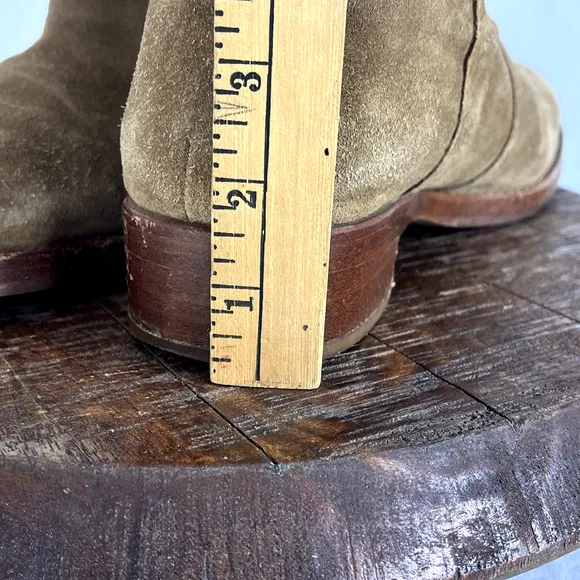 Via Spiga Boots Women's 10M Brown Taupe Leather Suede Tall Riding Low Block Heel