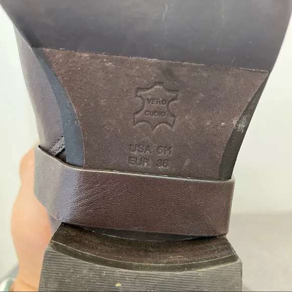VIA SPIGA Cody Leather Riding Boots - Chocolate Brown Size 6