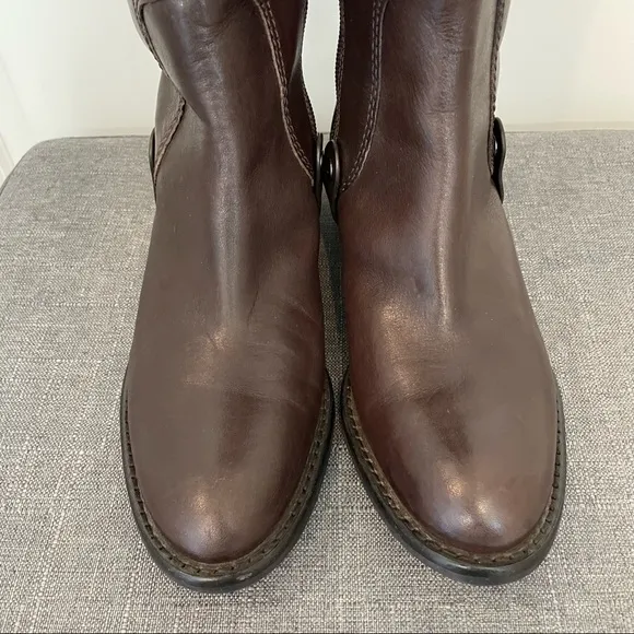 VIA SPIGA Cody Leather Riding Boots - Chocolate Brown Size 6