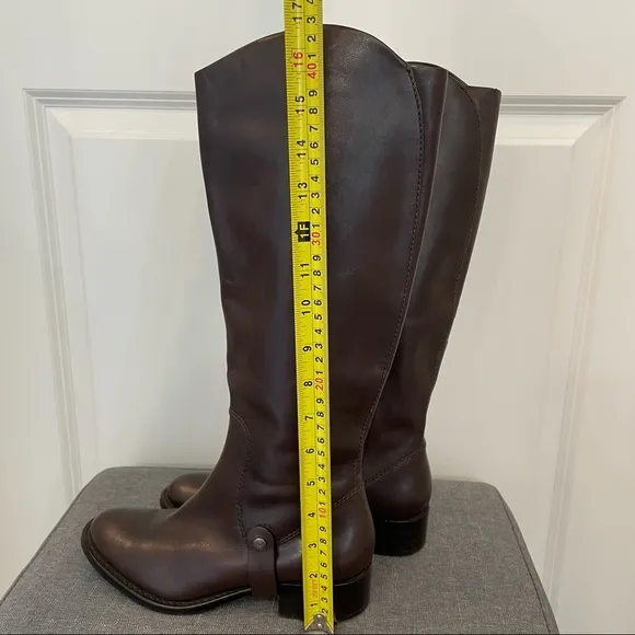 VIA SPIGA Cody Leather Riding Boots - Chocolate Brown Size 6