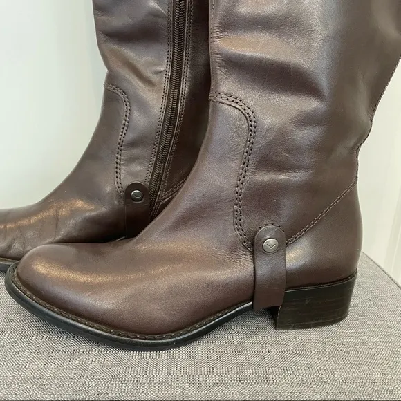 VIA SPIGA Cody Leather Riding Boots - Chocolate Brown Size 6