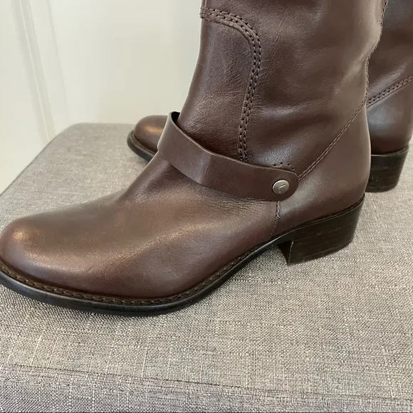 VIA SPIGA Cody Leather Riding Boots - Chocolate Brown Size 6
