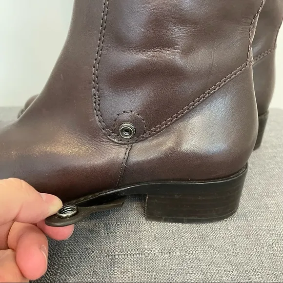VIA SPIGA Cody Leather Riding Boots - Chocolate Brown Size 6