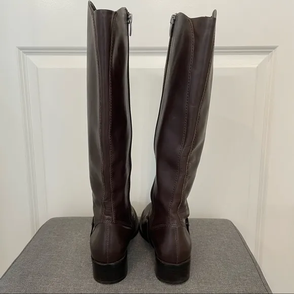 VIA SPIGA Cody Leather Riding Boots - Chocolate Brown Size 6