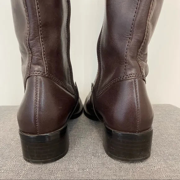 VIA SPIGA Cody Leather Riding Boots - Chocolate Brown Size 6