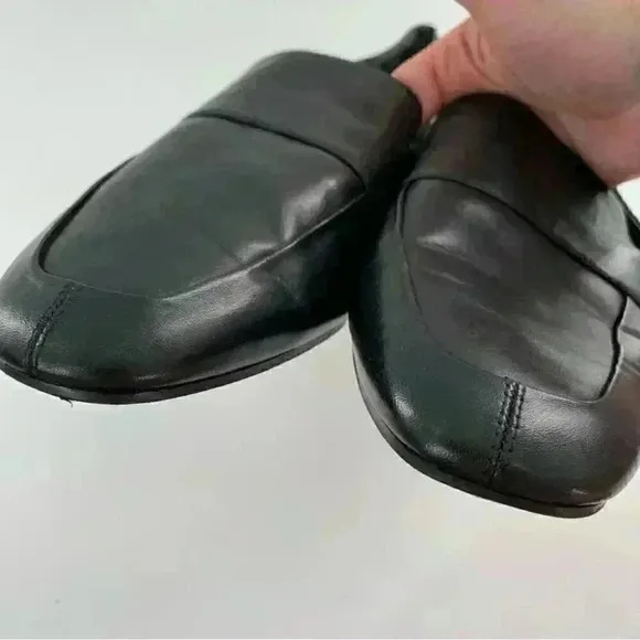 Via Spiga flats size 11 41 black leather minimalist Academia slip on loafers