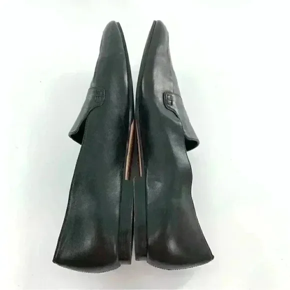 Via Spiga flats size 11 41 black leather minimalist Academia slip on loafers