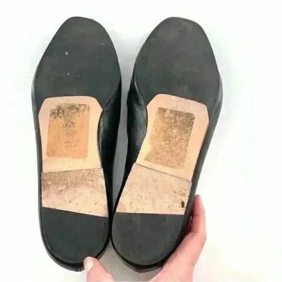 Via Spiga flats size 11 41 black leather minimalist Academia slip on loafers