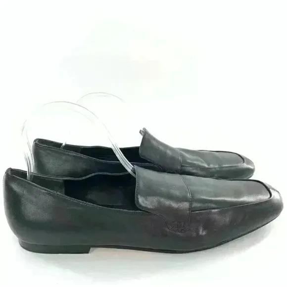 Via Spiga flats size 11 41 black leather minimalist Academia slip on loafers