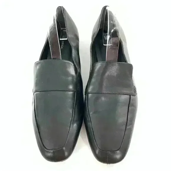Via Spiga flats size 11 41 black leather minimalist Academia slip on loafers