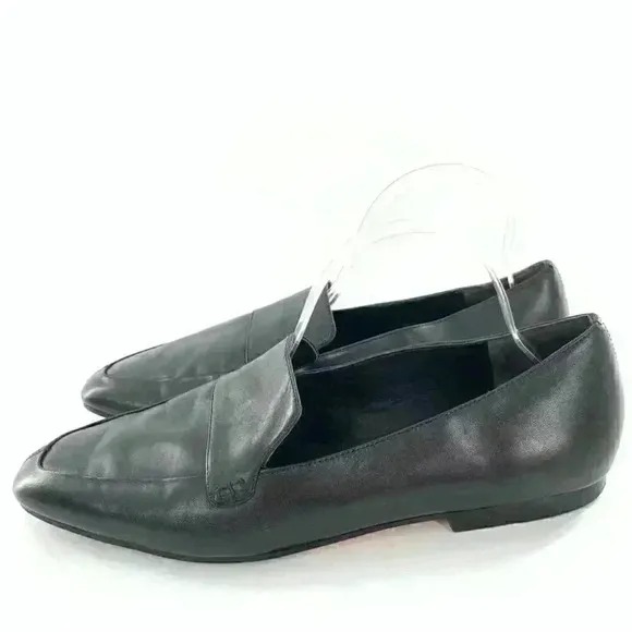 Via Spiga flats size 11 41 black leather minimalist Academia slip on loafers