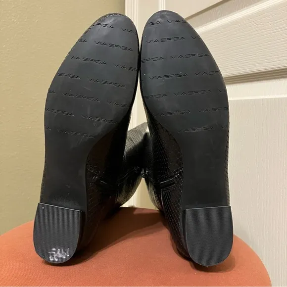 VIA SPIGA Leather Boots BLACK RIDING BOOTS - Sz 8 M