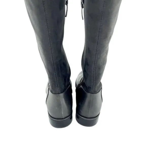 Via Spiga Riding Boot Itala OVER THE KNEE Gray Leather Stretch 6.5 New