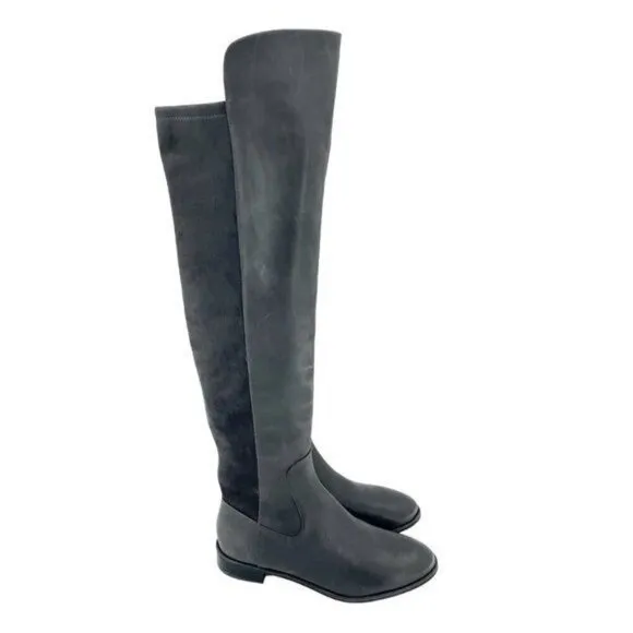 Via Spiga Riding Boot Itala OVER THE KNEE Gray Leather Stretch 6.5 New