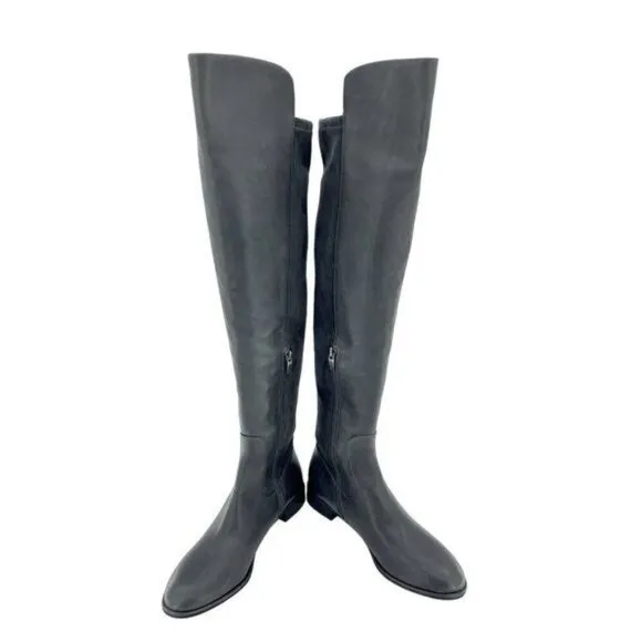 Via Spiga Riding Boot Itala OVER THE KNEE Gray Leather Stretch 6.5 New