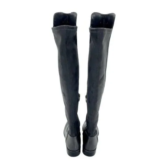 Via Spiga Riding Boot Itala OVER THE KNEE Gray Leather Stretch 6.5 New