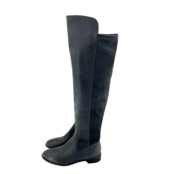Via Spiga Riding Boot Itala OVER THE KNEE Gray Leather Stretch 6.5 New
