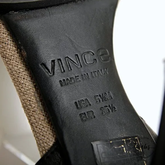 Vince Adria Leather Ankle Cuff Strappy Heeled Sandals Black Women Size 5.5