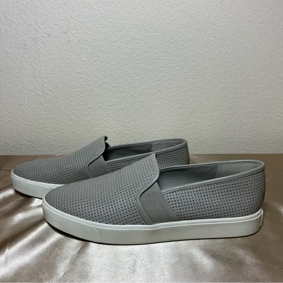 VINCE Blair Gray Perforated Leather Loafers Slip On Sneakers Men’s Size 7.5
