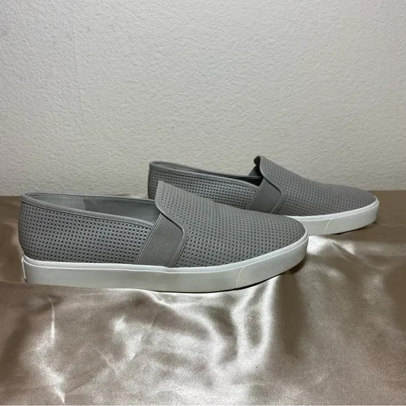 VINCE Blair Gray Perforated Leather Loafers Slip On Sneakers Men’s Size 7.5