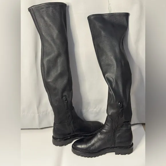 VINCE. Cabria stretch-leather over-the-knee boots Women's 5.5 Black
