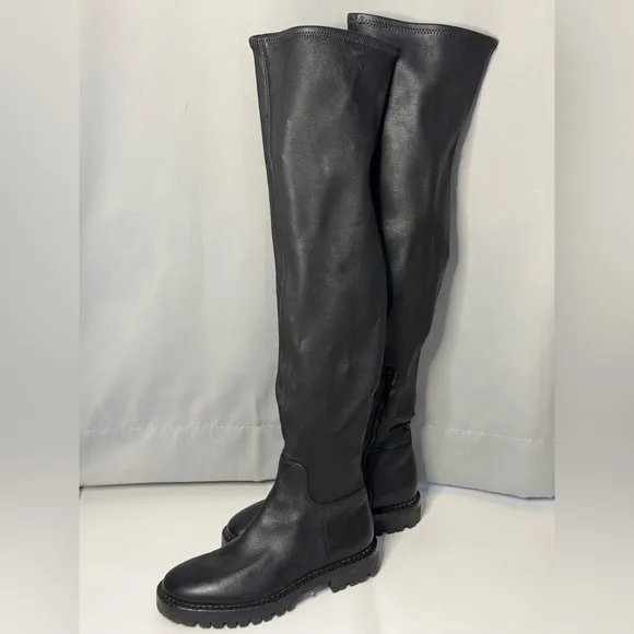 VINCE. Cabria stretch-leather over-the-knee boots Women's 5.5 Black