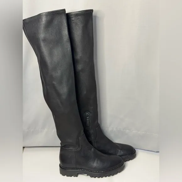 VINCE. Cabria stretch-leather over-the-knee boots Women's 5.5 Black