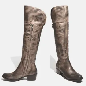 Vince Camuto Bilco Studded Distress Oiled Leather Over Knee Riding Boots Size 11