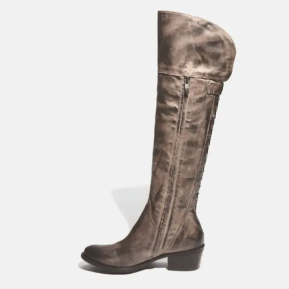 Vince Camuto Bilco Studded Distress Oiled Leather Over Knee Riding Boots Size 11