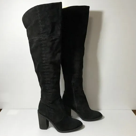 Vince Camuto Black Suede Over the Knee Riding Leather Boots 5.5M