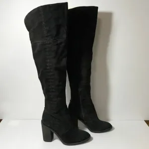 Vince Camuto Black Suede Over the Knee Riding Leather Boots 5.5M