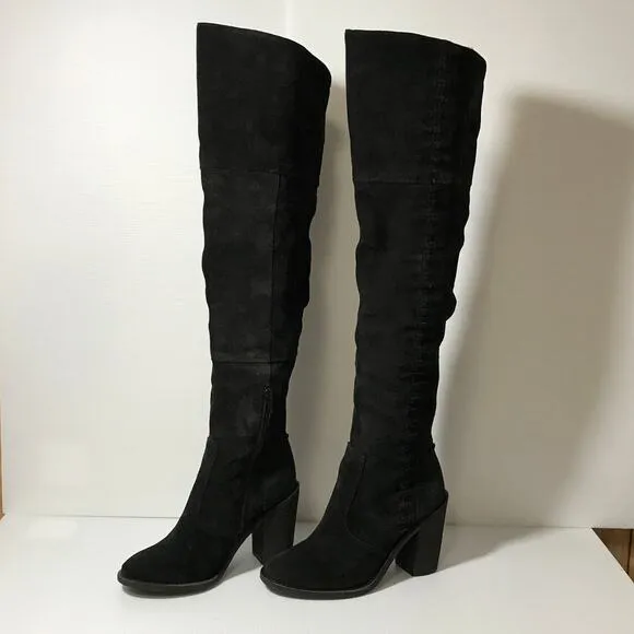 Vince Camuto Black Suede Over the Knee Riding Leather Boots 5.5M