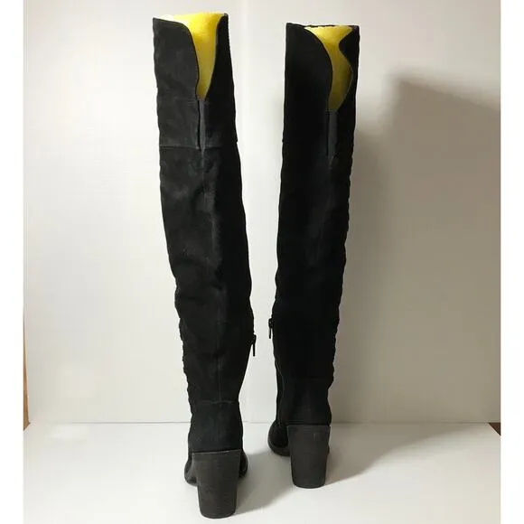 Vince Camuto Black Suede Over the Knee Riding Leather Boots 5.5M