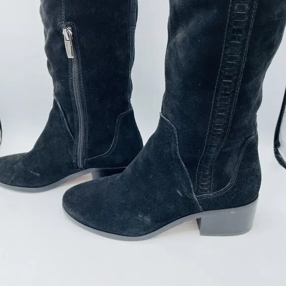 Vince Camuto Boots Womens Size 7 Black Tall Over the Knee Kochelda Suede Stretch