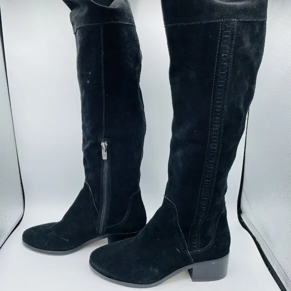 Vince Camuto Boots Womens Size 7 Black Tall Over the Knee Kochelda Suede Stretch