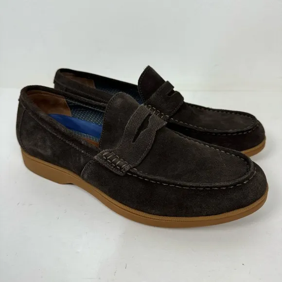 Vince Camuto Brown Leather Suede Mens Slip On Loafers