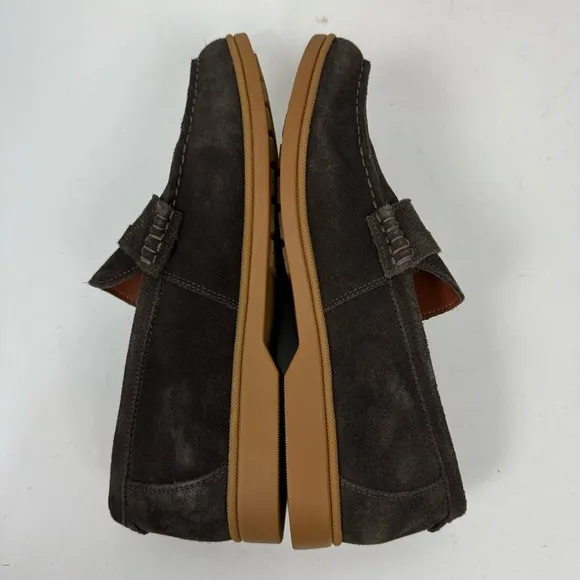 Vince Camuto Brown Leather Suede Mens Slip On Loafers