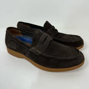 Vince Camuto Brown Leather Suede Mens Slip On Loafers