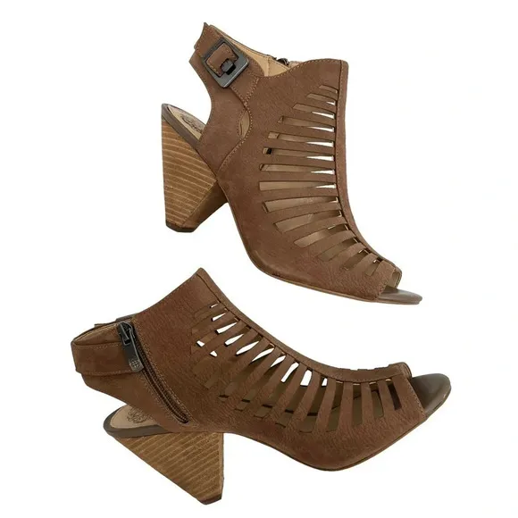 Vince Camuto Eliana Sandals Brown Leather Casual Bohemian Chic Strappy Size 9