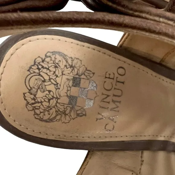 Vince Camuto Eliana Sandals Brown Leather Casual Bohemian Chic Strappy Size 9